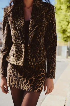 Best BLAZER CROP OVERSIZE TERCIOPELO ESTAMPADO ANIMAL Mujer Blazers / Chalecos