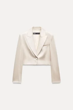 Hot BLAZER CROP SATINADA Mujer Blazers / Chalecos