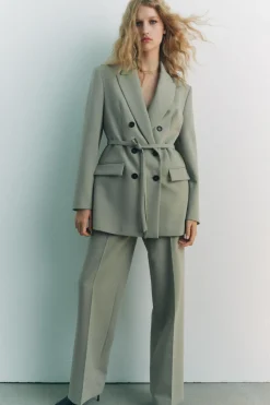 Fashion BLAZER CRUZADA CINTURÓN Mujer Blazers / Chalecos