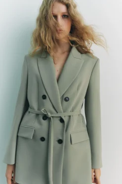 Fashion BLAZER CRUZADA CINTURÓN Mujer Blazers / Chalecos