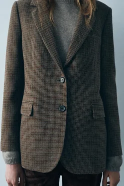 Outlet BLAZER CUADROS CON LANA ZW COLLECTION Mujer Blazers / Chalecos