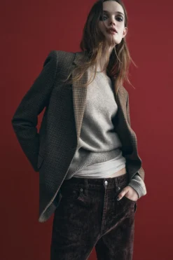 Outlet BLAZER CUADROS CON LANA ZW COLLECTION Mujer Blazers / Chalecos