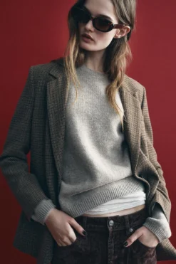 Outlet BLAZER CUADROS CON LANA ZW COLLECTION Mujer Blazers / Chalecos