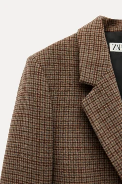 Outlet BLAZER CUADROS CON LANA ZW COLLECTION Mujer Blazers / Chalecos