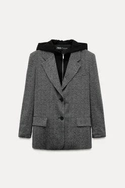 Online BLAZER ESPIGA COMBINADA CAPUCHA Mujer Blazers / Chalecos