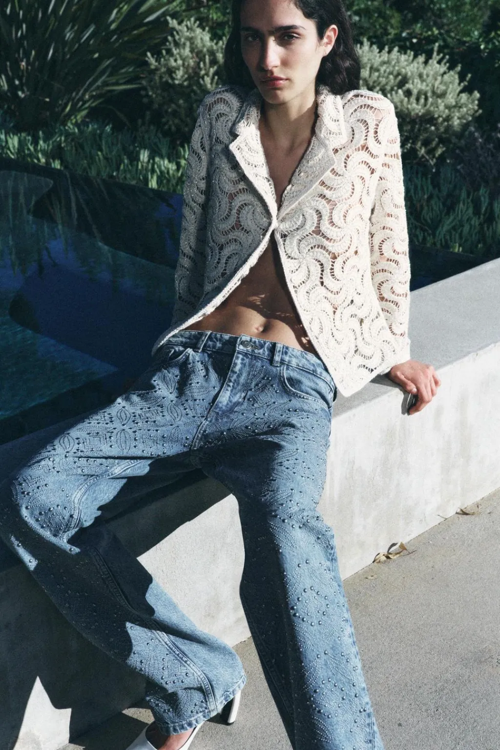 New BLAZER PUNTO ABIERTO ABALORIOS Mujer Blazers / Chalecos|Cárdigan / Jerséis