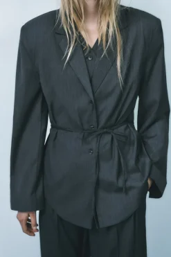 Discount BLAZER RAYA DIPLOMÁTICA CINTURÓN Mujer Blazers / Chalecos