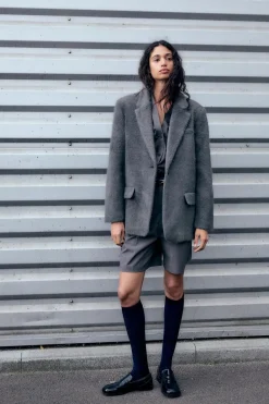 Best BLAZER RECTA OVERSIZE EFECTO PELO SOFT Mujer Blazers / Chalecos