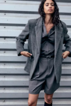 Best BLAZER RECTA OVERSIZE EFECTO PELO SOFT Mujer Blazers / Chalecos