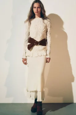 Best BLUSA BORDADA FRUNCES ZW COLLECTION Mujer Camisas / Blusas