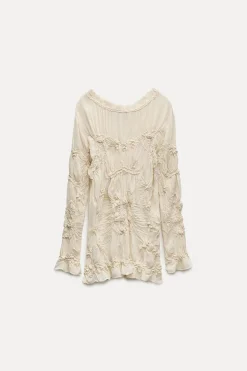 Best BLUSA BORDADA FRUNCES ZW COLLECTION Mujer Camisas / Blusas