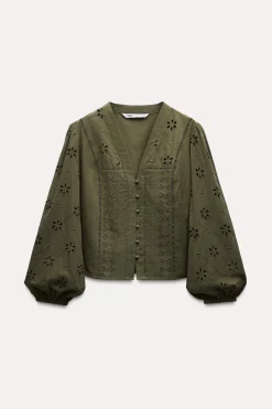 Hot BLUSA BORDADOS PERFORADOS Mujer Camisas / Blusas