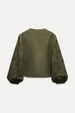 Hot BLUSA BORDADOS PERFORADOS Mujer Camisas / Blusas