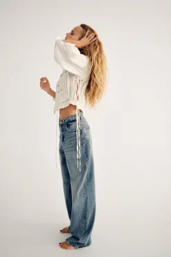 Fashion BLUSA COMBINADA CROCHET Mujer Cárdigan / Jerséis|Punto