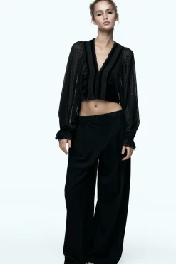 Hot BLUSA CROP COMBINADA PLUMETI Mujer Camisas / Blusas