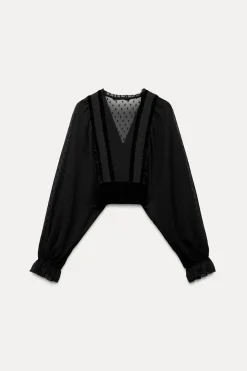 Hot BLUSA CROP COMBINADA PLUMETI Mujer Camisas / Blusas