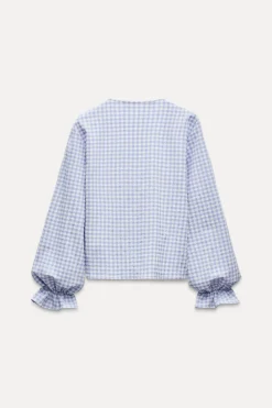 Outlet BLUSA CRUZADA CUADRO VICHY Mujer Camisas / Blusas