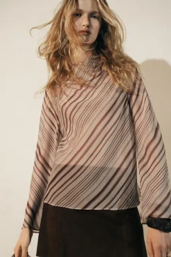 Sale BLUSA DRAPEADA RAYAS ZW COLLECTION Mujer Camisas / Blusas