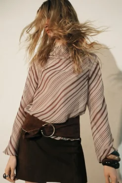 Sale BLUSA DRAPEADA RAYAS ZW COLLECTION Mujer Camisas / Blusas