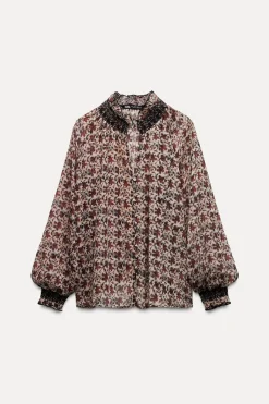 Sale BLUSA ESTAMPADA NIDO DE ABEJA Mujer Camisas / Blusas