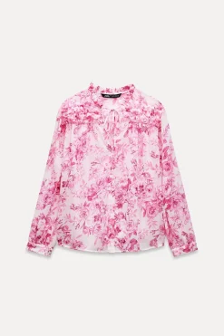 Hot BLUSA ESTAMPADA VOLANTES Mujer Camisas / Blusas
