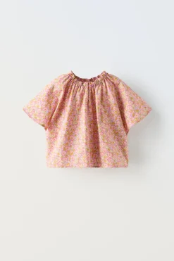Niños ZARA 1½ - 6 Años·Camisas<BLUSA FLORES BOTÓN