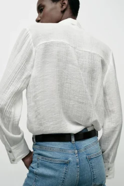 Fashion BLUSA FLUIDA LAZO Mujer Camisas / Blusas