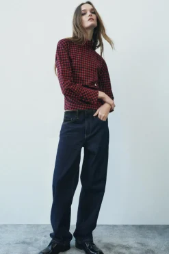 Sale BLUSA FRUNCE CUADROS ZW COLLECTION Mujer Camisas / Blusas