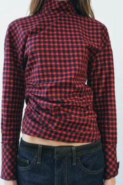 Sale BLUSA FRUNCE CUADROS ZW COLLECTION Mujer Camisas / Blusas