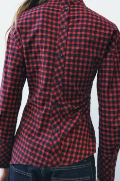 Sale BLUSA FRUNCE CUADROS ZW COLLECTION Mujer Camisas / Blusas