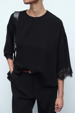 Online BLUSA MANGA ENCAJE Mujer Camisas / Blusas