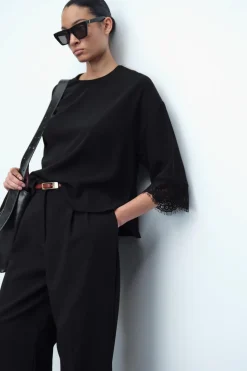 Online BLUSA MANGA ENCAJE Mujer Camisas / Blusas