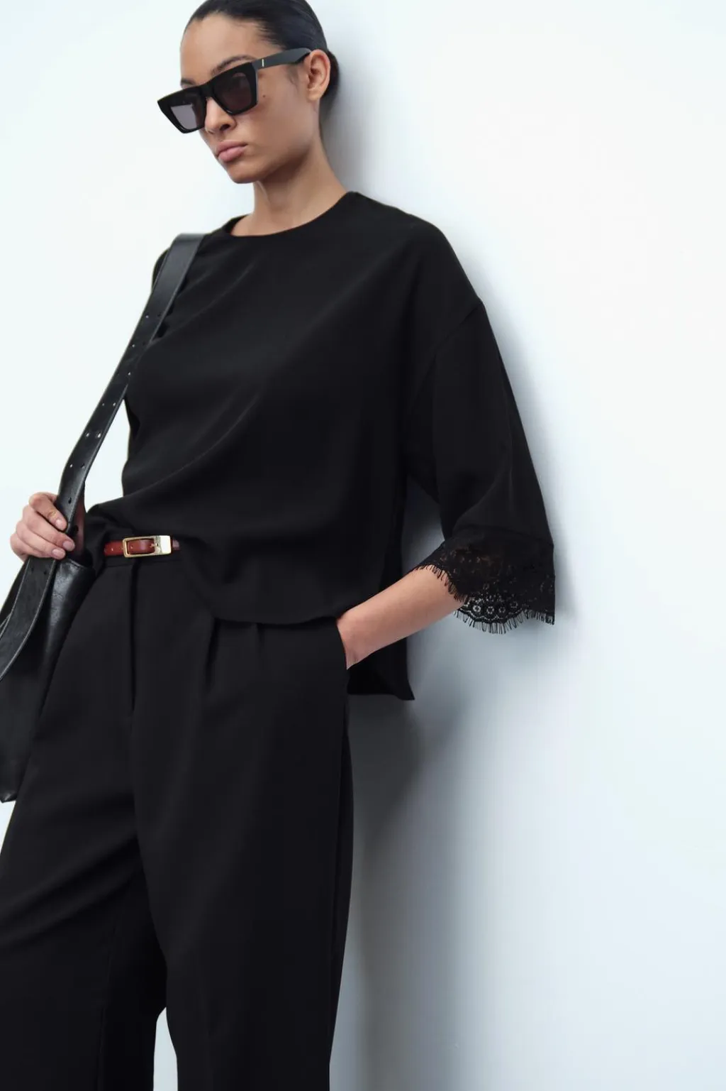 Online BLUSA MANGA ENCAJE Mujer Camisas / Blusas