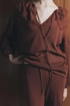 Sale BLUSA PUNTO VOLANTES Mujer Cárdigan / Jerséis|Punto