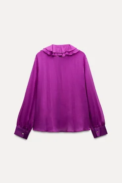 Hot BLUSA ROMÁNTICA VOLANTE CUELLO Mujer Camisas / Blusas