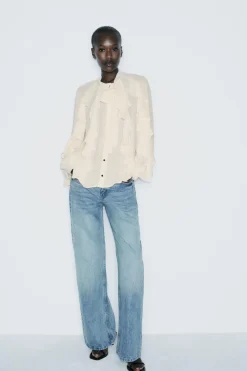 Fashion BLUSA ROMÁNTICA VOLANTES Mujer Camisas / Blusas