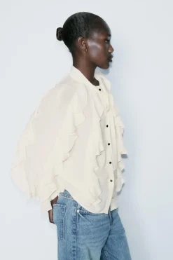 Fashion BLUSA ROMÁNTICA VOLANTES Mujer Camisas / Blusas