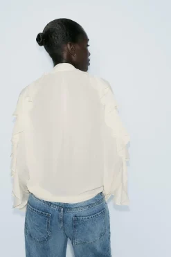 Fashion BLUSA ROMÁNTICA VOLANTES Mujer Camisas / Blusas