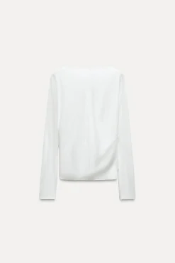 Best BLUSA SATINADA DRAPEADA ZW COLLECTION Mujer Camisas / Blusas