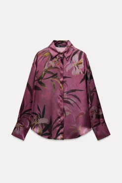 Fashion BLUSA SATINADA ESTAMPADO FLORAL Mujer Camisas / Blusas