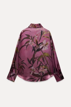 Fashion BLUSA SATINADA ESTAMPADO FLORAL Mujer Camisas / Blusas