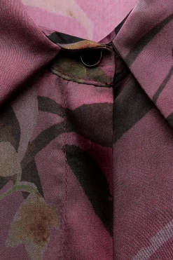 Fashion BLUSA SATINADA ESTAMPADO FLORAL Mujer Camisas / Blusas