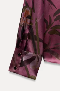 Fashion BLUSA SATINADA ESTAMPADO FLORAL Mujer Camisas / Blusas