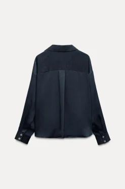 Fashion BLUSA SATINADA NUDO Mujer Camisas / Blusas