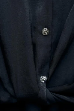 Fashion BLUSA SATINADA NUDO Mujer Camisas / Blusas