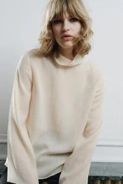 Clearance BLUSA SEMITRANSPARENTE EFECTO ARRUGADO ZW COLLECTION Mujer Camisas / Blusas