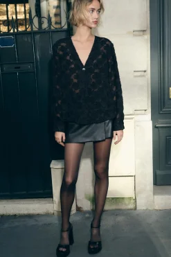 Discount BLUSA TEXTURA BOTÓN DORADO Mujer Camisas / Blusas