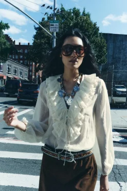 Fashion BLUSA VOLANTES ZW COLLECTION Mujer Camisas / Blusas