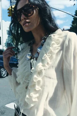 Fashion BLUSA VOLANTES ZW COLLECTION Mujer Camisas / Blusas