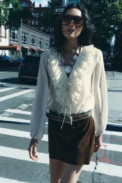 Fashion BLUSA VOLANTES ZW COLLECTION Mujer Camisas / Blusas